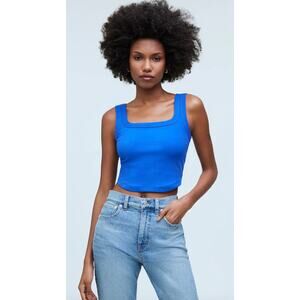 Madewell | NWT | The Tailored Crop Tank in Sleekhold | Pure Blue | Sz XS